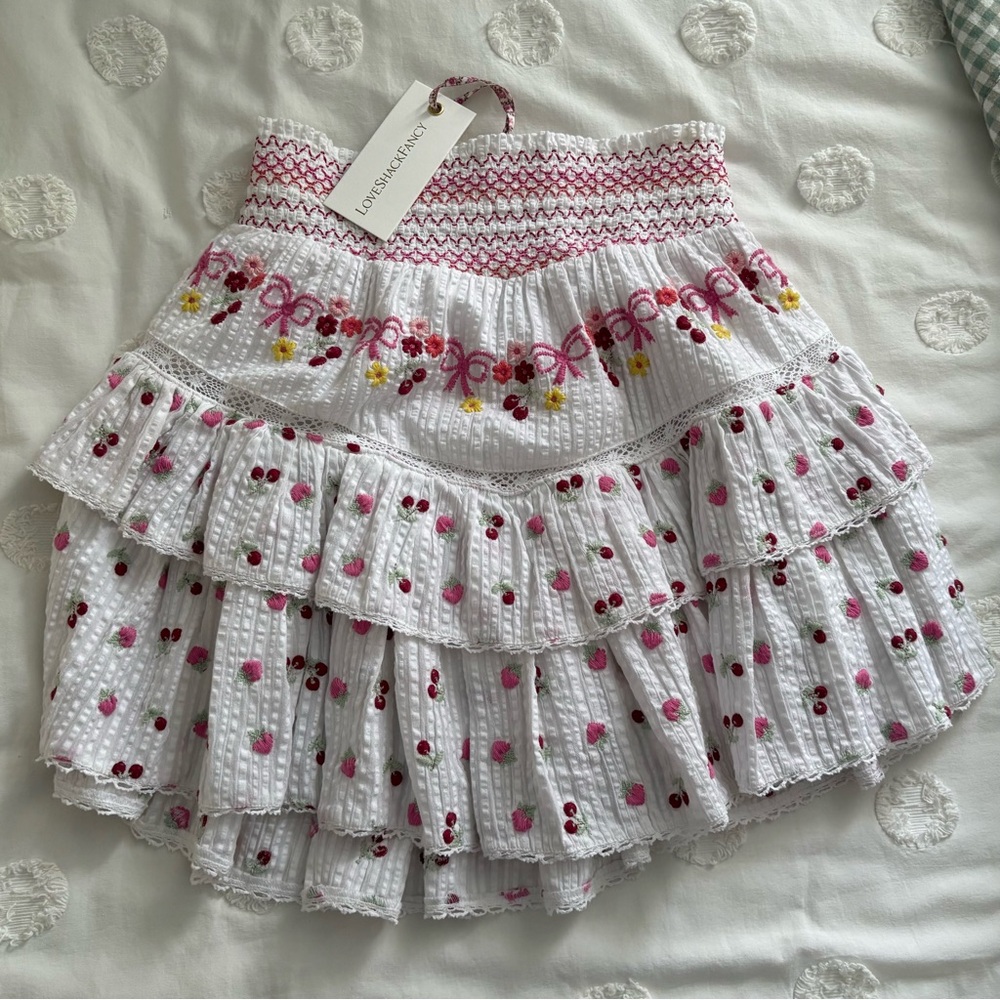 LoveShackFancy Talma Skirt in Pink Tuscany